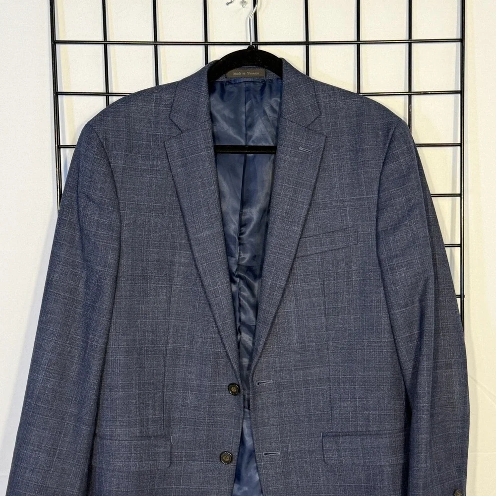 Chaps‎ Blazer Mens 40R Blue Check Plaid Sport Coat Jacket Business Casual Preppy